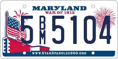 MD license plate 5BM5104