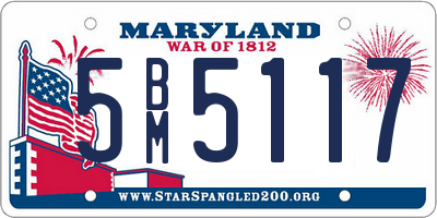 MD license plate 5BM5117