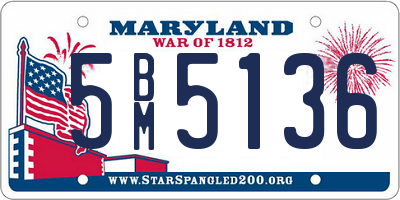 MD license plate 5BM5136