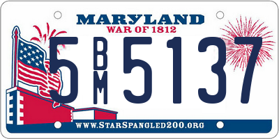 MD license plate 5BM5137