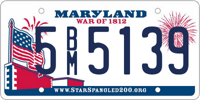 MD license plate 5BM5139