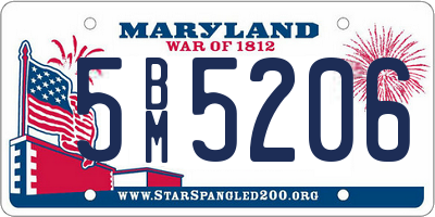 MD license plate 5BM5206