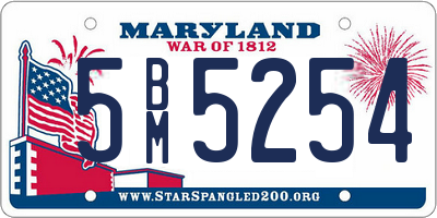 MD license plate 5BM5254