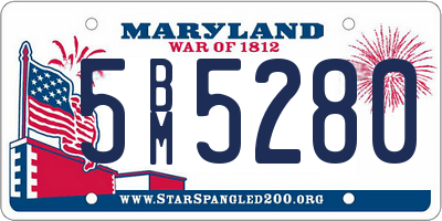 MD license plate 5BM5280