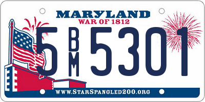 MD license plate 5BM5301