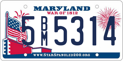 MD license plate 5BM5314