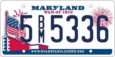 MD license plate 5BM5336