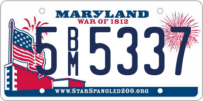 MD license plate 5BM5337