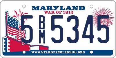 MD license plate 5BM5345