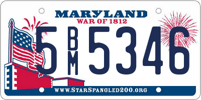 MD license plate 5BM5346