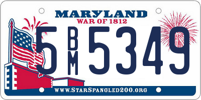 MD license plate 5BM5349