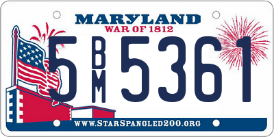 MD license plate 5BM5361