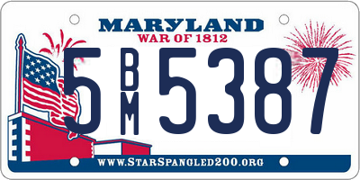 MD license plate 5BM5387