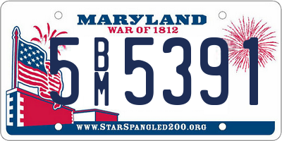 MD license plate 5BM5391
