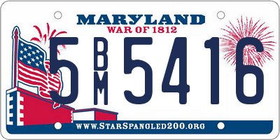 MD license plate 5BM5416