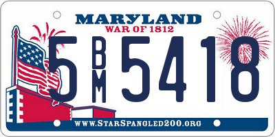 MD license plate 5BM5418