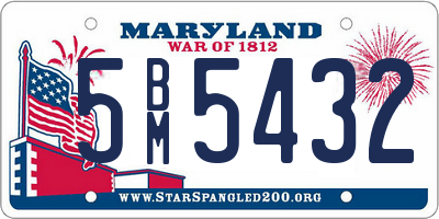 MD license plate 5BM5432