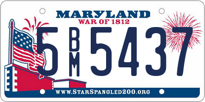 MD license plate 5BM5437