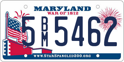 MD license plate 5BM5462