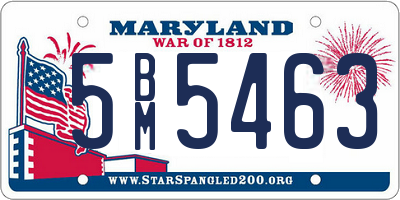 MD license plate 5BM5463