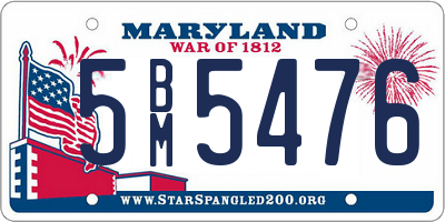 MD license plate 5BM5476