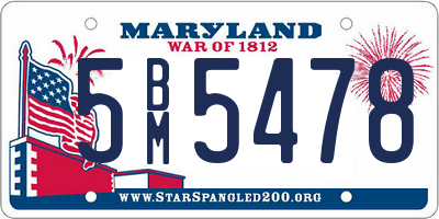 MD license plate 5BM5478