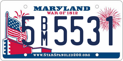 MD license plate 5BM5531
