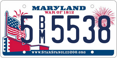 MD license plate 5BM5538