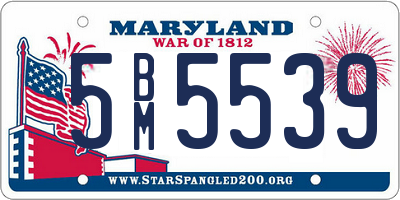 MD license plate 5BM5539