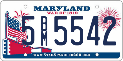 MD license plate 5BM5542
