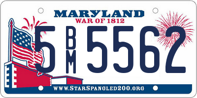 MD license plate 5BM5562