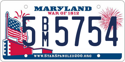 MD license plate 5BM5754