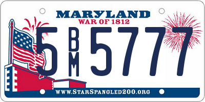 MD license plate 5BM5777