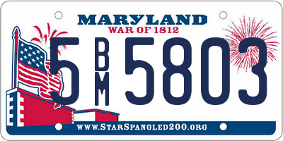 MD license plate 5BM5803