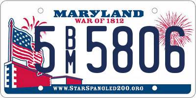 MD license plate 5BM5806