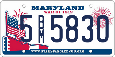MD license plate 5BM5830