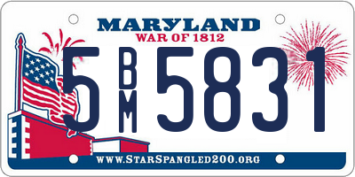 MD license plate 5BM5831