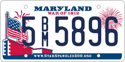 MD license plate 5BM5896