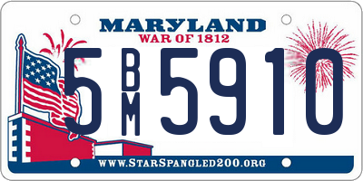 MD license plate 5BM5910