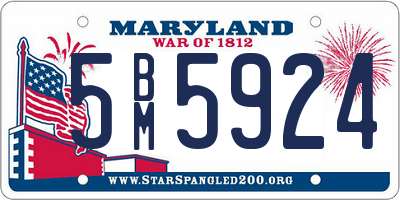 MD license plate 5BM5924