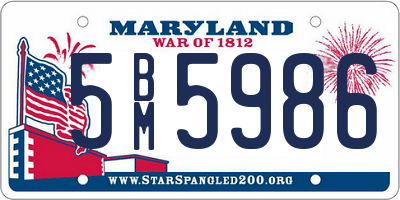 MD license plate 5BM5986