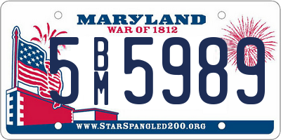 MD license plate 5BM5989