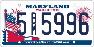 MD license plate 5BM5996