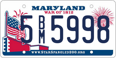 MD license plate 5BM5998