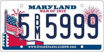 MD license plate 5BM5999