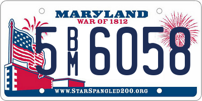 MD license plate 5BM6058