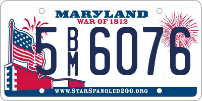 MD license plate 5BM6076