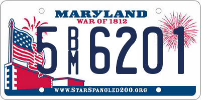 MD license plate 5BM6201