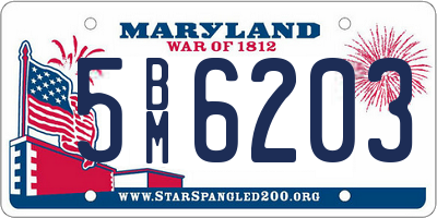 MD license plate 5BM6203