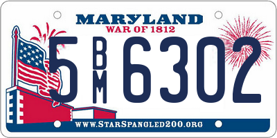 MD license plate 5BM6302